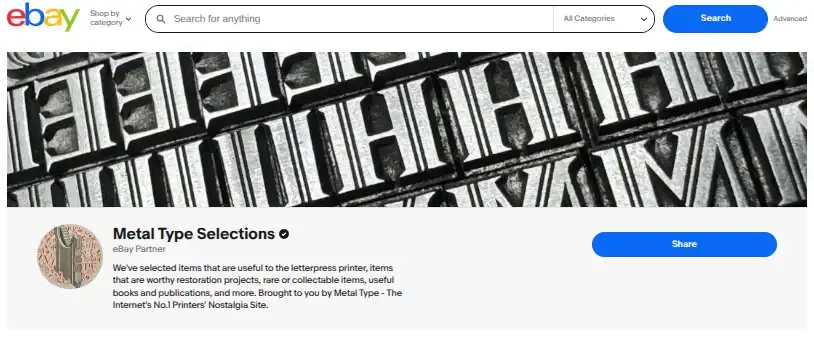 Metal Type Selections on eBay