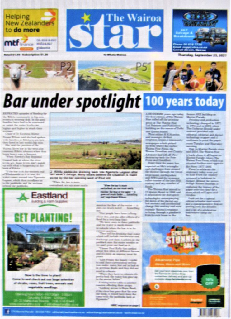 Wairoa Star front pager 2021