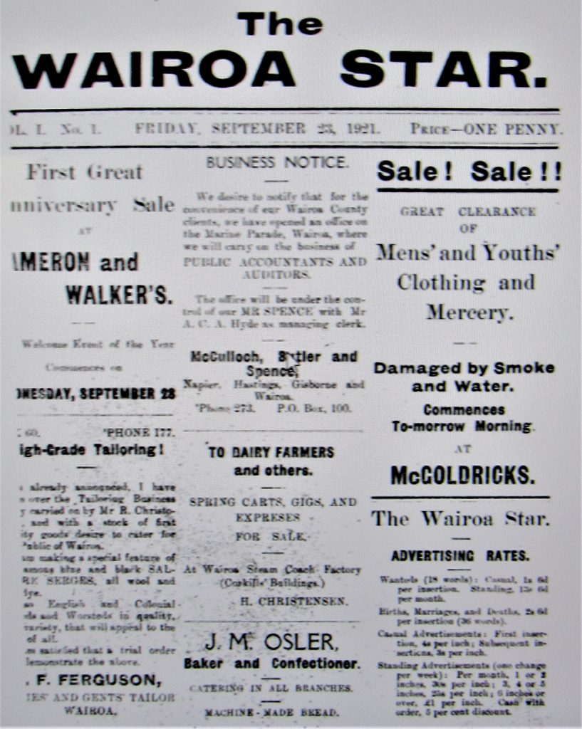 Wairoa Star first edition